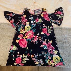 Navy & Floral Blouse